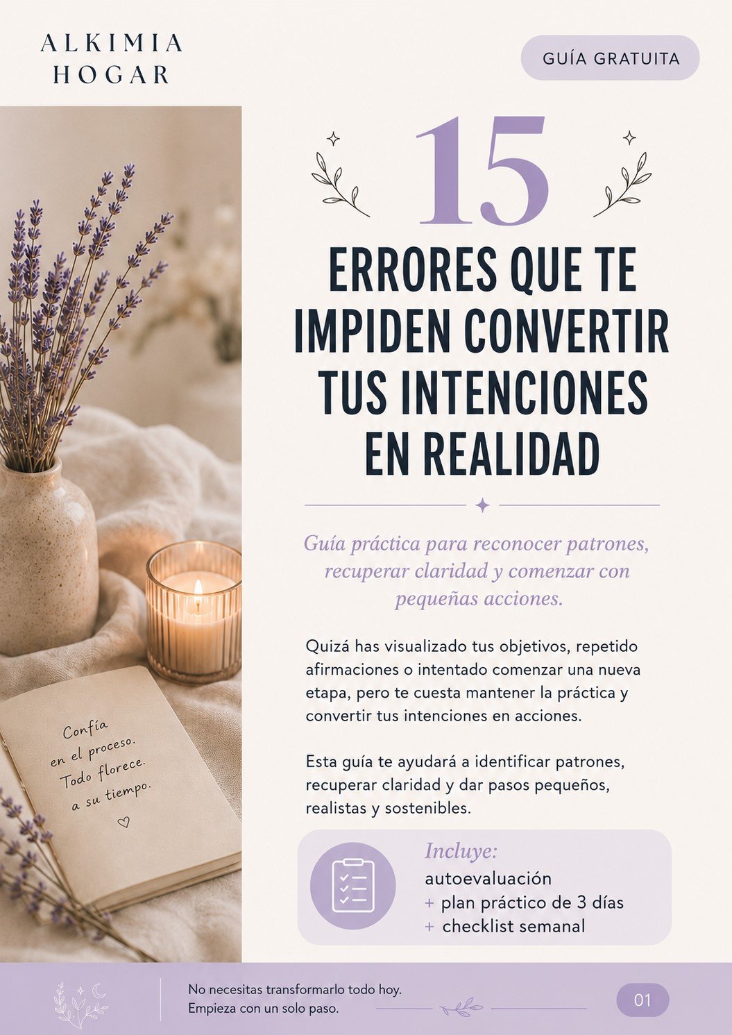 Portada de la guía gratuita 15 errores que te impiden convertir tus intenciones en realidad